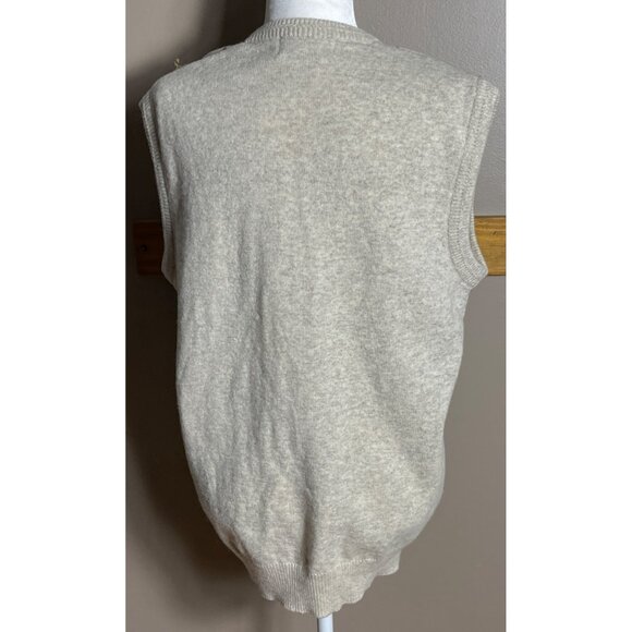 Monte Carlo Collection Argyle Lambswool Sweater Vest Beige Unisex Preppy Mens 42 - Picture 2 of 8